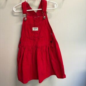 OshKosh Bgosh Girls Red Corduroy Overall Dress 5T ‎ Cotton Jumper